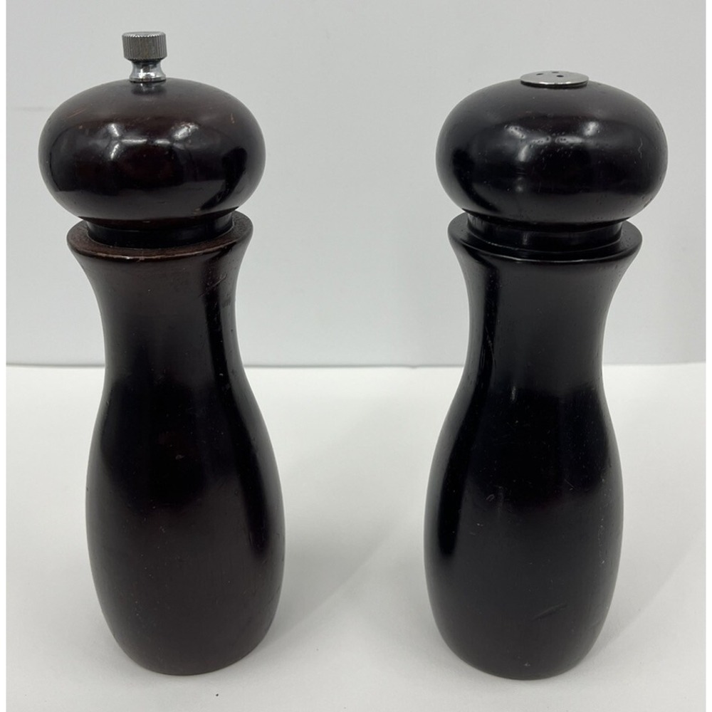 Vintage Olde Thompson Wood Salt and Pepper Grinder Mill Shaker Set 7.5"